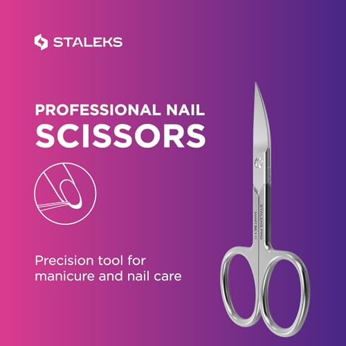 STALEKS PRO SMART 30 Nail Scissors, Curved Blade Stainless Steel Manicure Tool