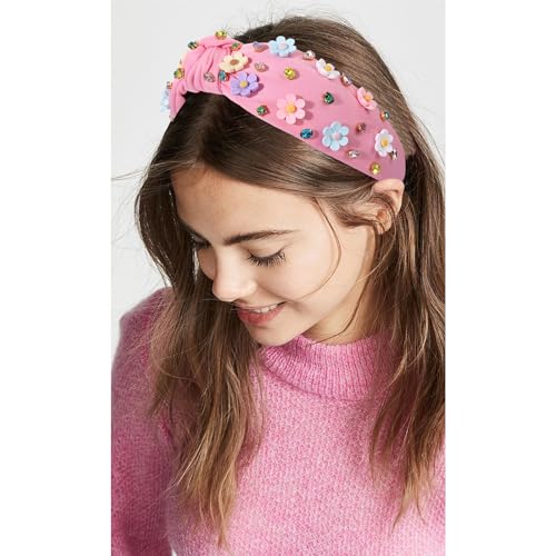 NVENF Pink Flower Headband - Crystal Rhinestone Knotted Summer Accessory