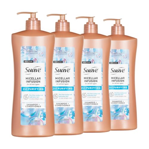 Suave Micellar Infusion 2-in-1 Purifying Shampoo & Conditioner, 28 Fl Oz