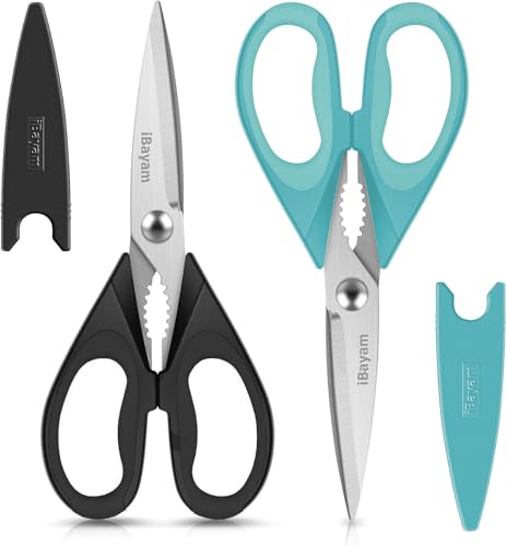 iBayam 8-Inch Kitchen Scissors - Heavy Duty Utility Shears, 2-Pack