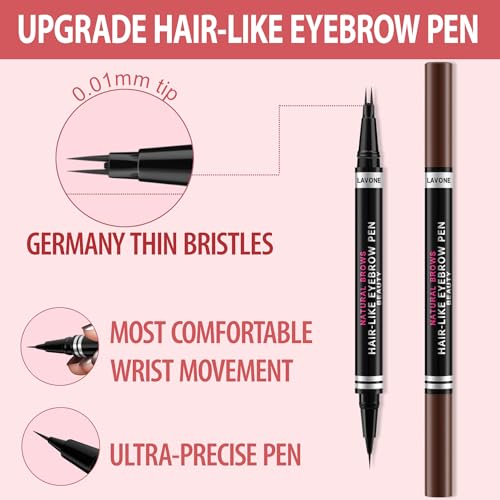 LAVONE 2-in-1 Waterproof Eyebrow Pencil with Brush - Soft Brown