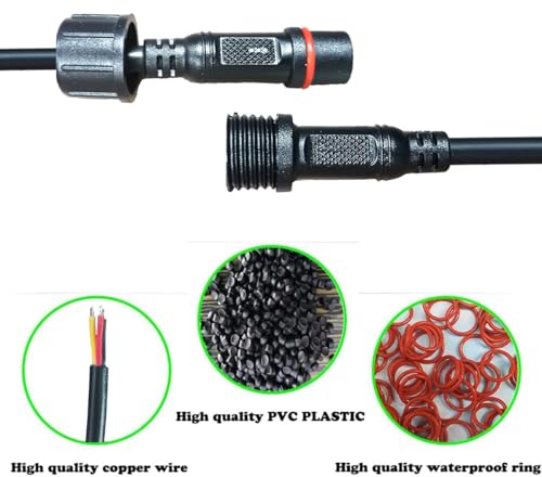 18AWG 3-Pin Waterproof Connector | 20cm Male/Female LED Plug
