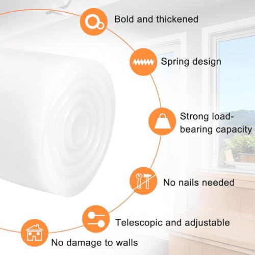 Adjustable Tension Curtain Rod 16-28 Inches - No Drilling, White