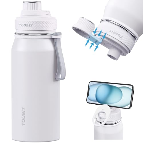 TOURIT 32oz Stainless Steel Insulated Water Bottle with Spout Lid