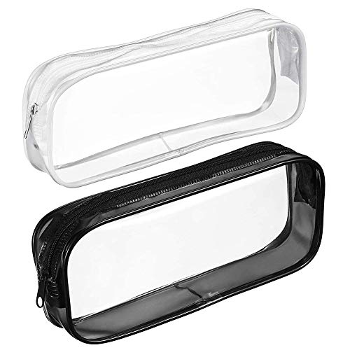 2-Pack Clear PVC Zipper Pencil Case - Cosmetic & Travel Bag