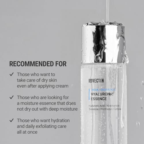 ROVECTIN Aqua Hyaluronic Essence 3.38 fl oz - Hydrating Toner & Serum with 7-Layer Hyaluronic Acid & Niacinamide