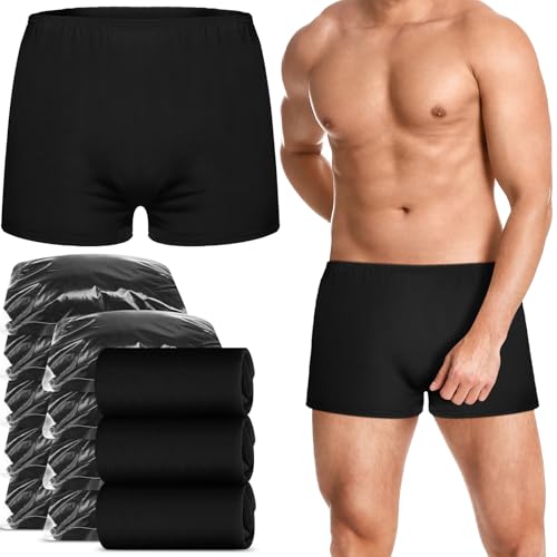 Ramede Disposable Men Cotton Underwear Black, 12 Pack