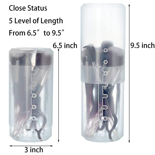 Retractable Makeup Brush Holder Case 4 Pack Portable Cosmetic Organizer with Lid