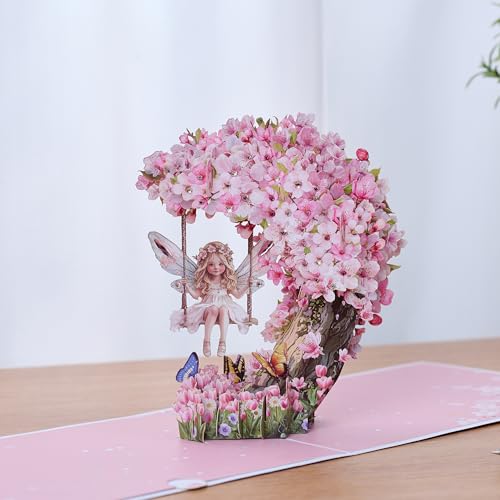 3D Pop-Up Fairy Birthday Card with Rhinestones - Handmade Gift