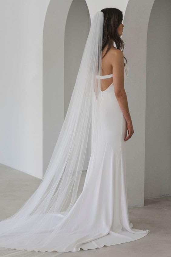 Ivory Cathedral Wedding Veil - 118" Long Bridal Veil for Women