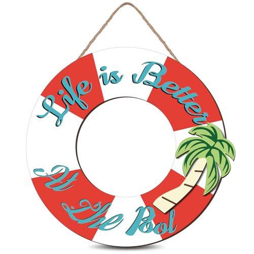 Life Is Better at The Pool Wooden Sign | Rustic Summer Decor