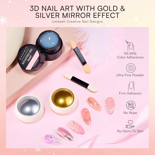 Makartt 3D Painting Gel & Chrome Nail Powder Kit for DIY Salon Designs