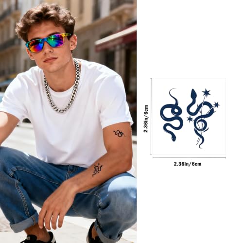 Gothic 12 Pcs Jagua Temporary Tattoo Stickers - Waterproof & Realistic
