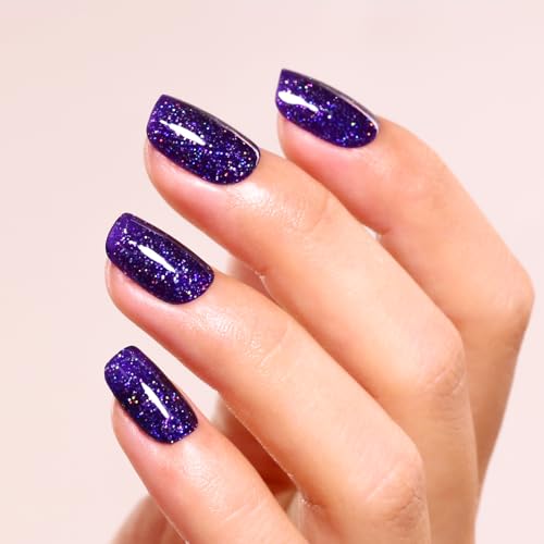 Ozzeal Deep Purple Iridescent Glitter Gel Polish 0.5 Fl Oz for Nail Art & Manicure