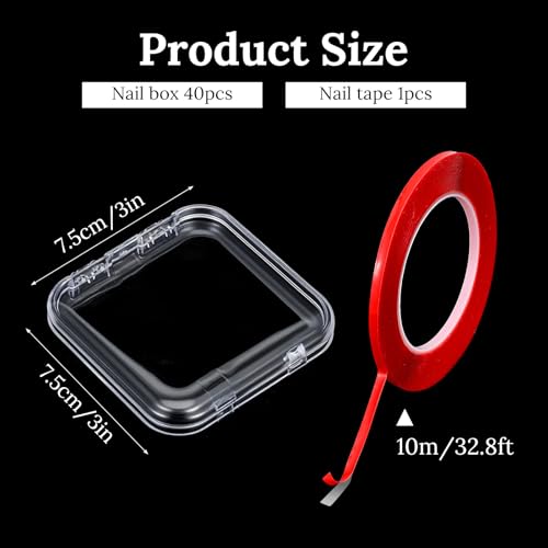 40 Pcs Clear Press-on Nail Packaging Boxes with Adhesive Tape