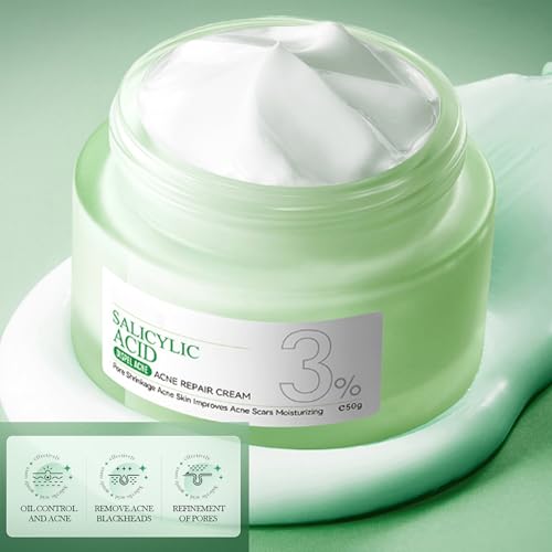 Grospe Salicylic Acid Repair Cream 1.78 Fl Oz - Acne & Pore Shrinkage Moisturizer for Oily Skin (Pack of 2)