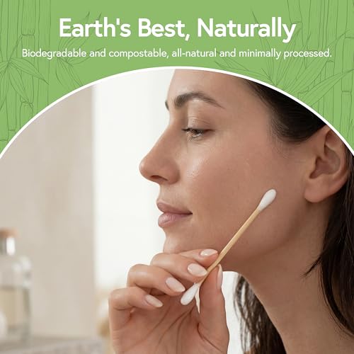 Jenvita 100% Bamboo Cotton Ear Swabs - 200 Pack, Biodegradable