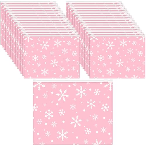 100 Pcs Pink Snowflake Christmas Cosmetic Bags - Waterproof EVA Travel Pouches