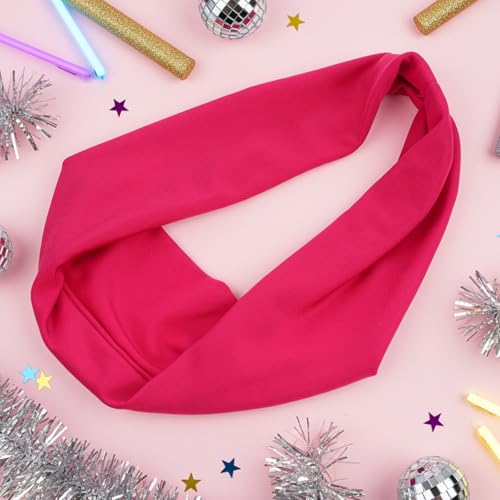 Neon Pink Headband for Women - Wide Non-Slip Sports & Yoga