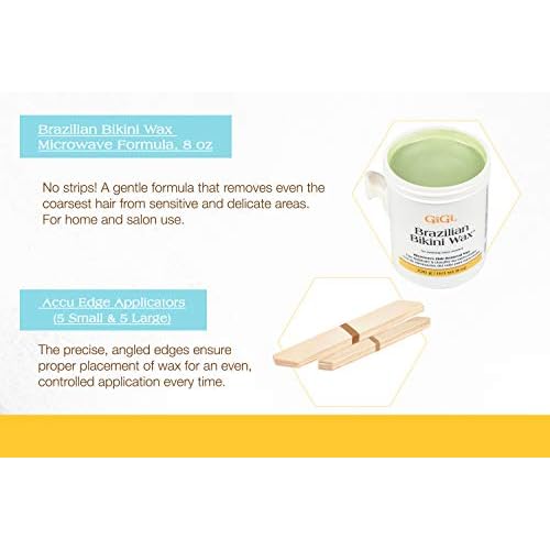GiGi Brazilian Bikini Wax Microwave Kit - Hard Wax for Sensitive Skin, Face & Body Hair Removal, No Strips Needed, Easy At-Home Waxing Kit