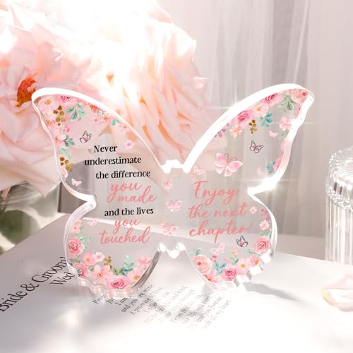 Butterfly Acrylic Farewell Gift Plaque for Coworkers - 5x3.8 Inches