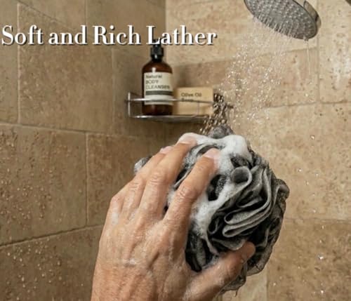 Charcoal Bath Loofah 60g - Extra Soft Mesh Body Scrubber for Shower