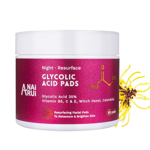 ANAI RUI 35% Glycolic Acid Exfoliating Pads - 80 Count with Witch Hazel & Calendula