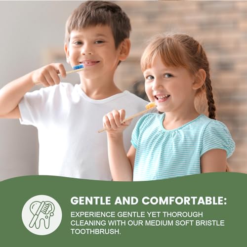 Navona Eco-Friendly Bamboo Toothbrushes - 10 Pack for Kids & Adults