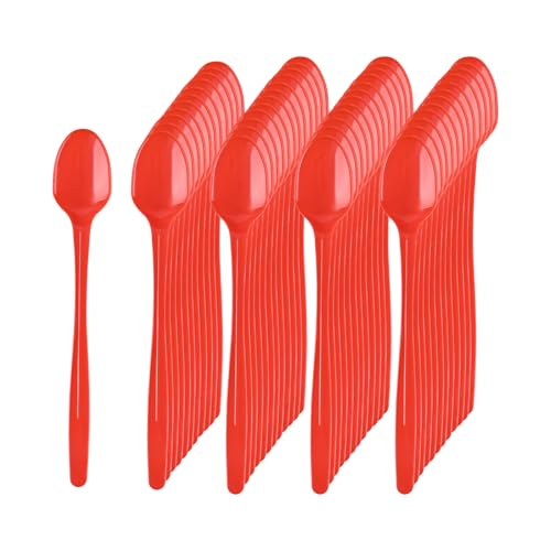 Heavy Duty Disposable Plastic Spoons - Long Handle for Ice Cream & Cocktails (96 Pack)
