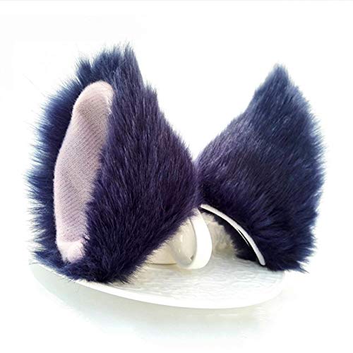 DALJIAFA Halloween Cat Ears Headband & Hair Clips Set - Pink & Dark Blue