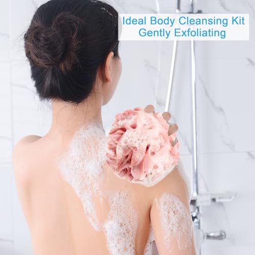 AmazerBath Exfoliating Loofah Sponge Set of 4 - Soft & Durable