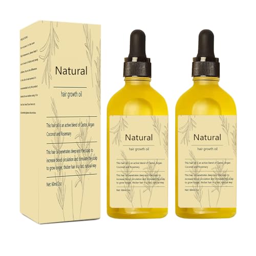 Kisinly Rosemary Hair Growth Oil - Natural Vegan Treatment, 2 Pack