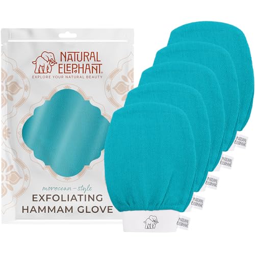 Natural Elephant Moroccan Kessa Exfoliating Body Scrub Mitts - 5 Pack