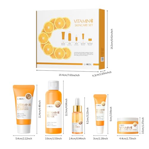 Vitamin C Skin Care Gift Set for Teen Girls, 5-Piece Daily Routine Kit
