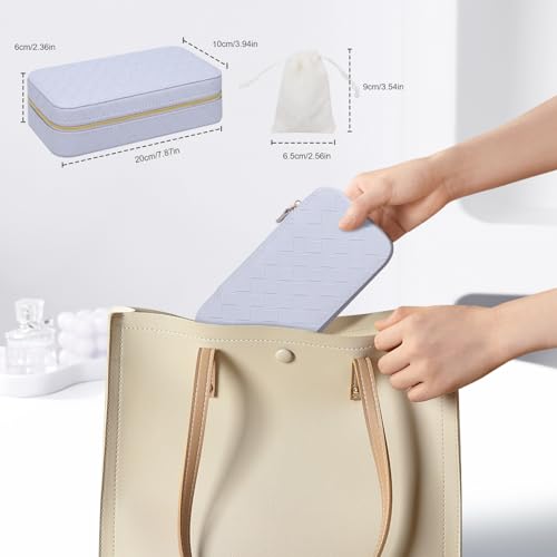 DesignSter Travel Jewelry Case - Compact PU Leather Organizer with Mirror