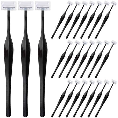 PAGOW 24pcs Eyebrow Razor, T-Shape Facial Razors for Women & Men, Eyebrow Shaper and Shaver with Protective Cover, Eyebrow Trimmer Kit for Face and Eye Brow (Black)
