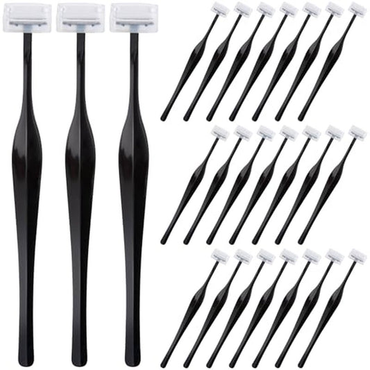 PAGOW 24pcs Eyebrow Razor, T-Shape Facial Razors for Women & Men, Eyebrow Shaper and Shaver with Protective Cover, Eyebrow Trimmer Kit for Face and Eye Brow (Black)