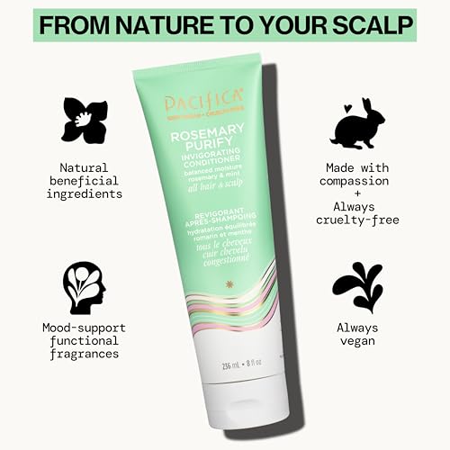 Pacifica Rosemary Invigorating Conditioner – 8 oz, Vegan & Sulfate-Free