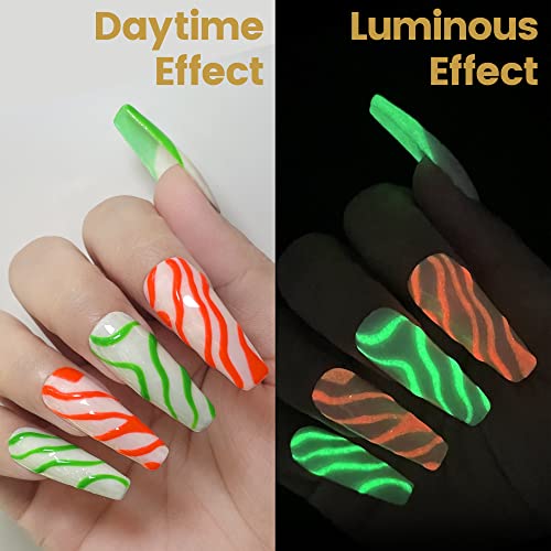 YTD Likomey Glow in the Dark Gel Nail Polish Set - 8 Colors with Base & Top Coat