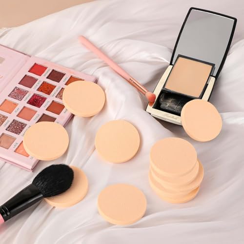 12-Pack Round Makeup Sponges for Foundation & Concealer - Skin Color