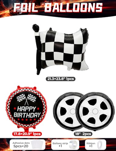 Race Car Balloon Arch Kit - 103 Pcs Birthday Party Decor