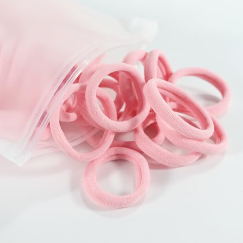 100 Pack Light Pink No-Damage Hair Ties for Women - Elastic Ponytail Holders