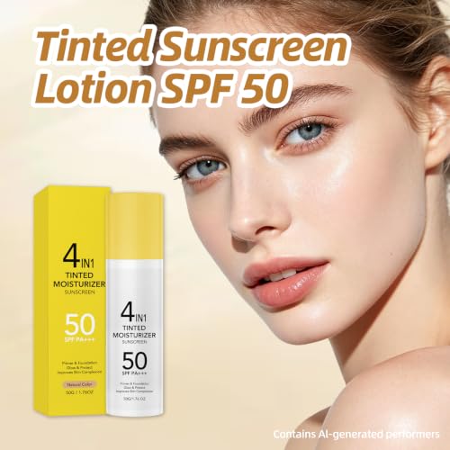 Clenome 4-in-1 Tinted Moisturizer SPF 50 | Ivory White - Lightweight Sunscreen with Dewy Finish