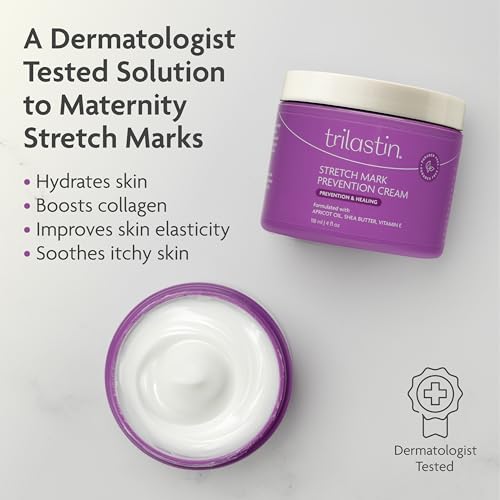 Trilastin Stretch Mark Cream for Pregnancy ? Hydrating Belly Cream for Pregnant Women- Shea Butter & Vitamin E, Paraben Free, No Added Fragrances - Maternity Body Lotion for Belly, Hips, Thighs ? 4 oz