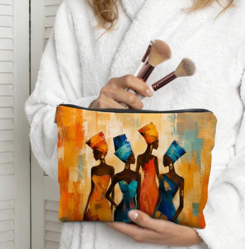 Vibrant African Woman Makeup Bag - Compact Travel Organizer for Women