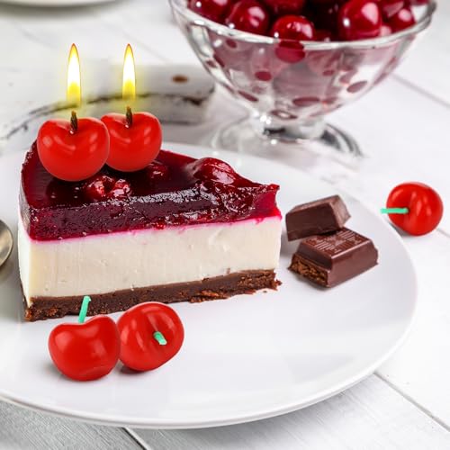 Conelist 15 Pcs Cherry Cake Toppers - Cute Soy Wax Candles