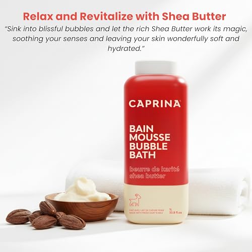 Caprina Goat’s Milk Bubble Bath 1L - Hydrating Relaxing Foam, Moisturizing, Made in Canada