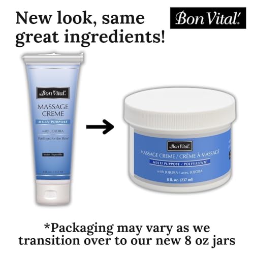 Bon Vital' Multi-Purpose Massage Creme 8oz with Aloe Vera - Professional Body Massage Cream