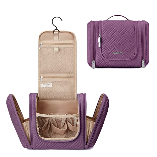 BAGSMART Medium Hanging Toiletry Bag for Women, Purple Travel Organizer with Hook