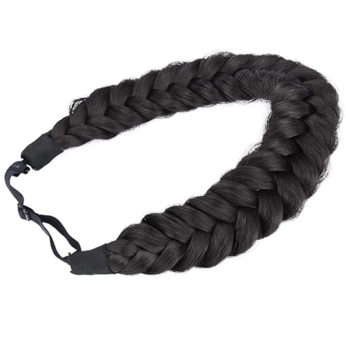 BOBIYA Messy Wide 2 Strands Synthetic Hair Braided Headband Deep Brown